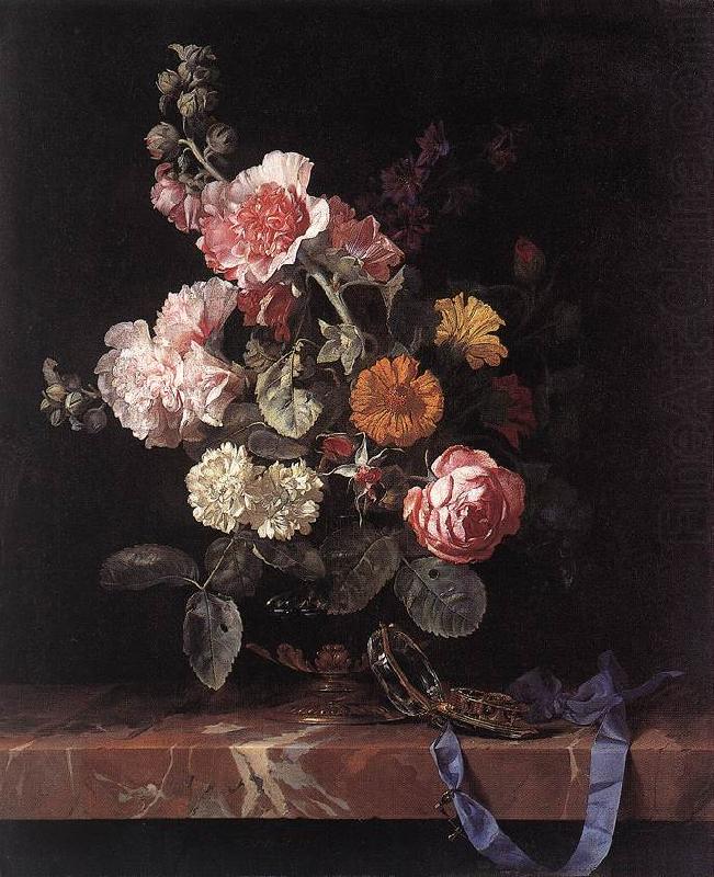 Vase of Flowers with Watch, Willem van